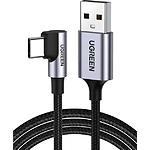 Кабель UGREEN US284 (UGR-50940) 0.5м, USB-A/Type-C 90°, 3A, Black - фото