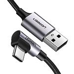 Фото Кабель UGREEN US284 (UGR-50940) 0.5м, USB-A/Type-C 90°, 3A, Black #2