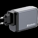 Фото Мережевий ЗП Verbatim (32205) Black, GaN 240W, USB-A 60W QC 3.0 + 3*USB-C PD3.0 140W/100W/65W #4