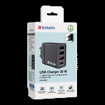 Фото Мережевий ЗП Verbatim (49700) Black 30W, 2*USB-A 5V/2A + USB-A QC3.0 18W + USB-C 18W PD3.0