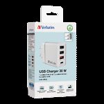 Зображення Мережевий ЗП Verbatim (49701) White 30W, 2*USB-A 5V/2A + USB-A QC3.0 18W + USB-C 18W PD3.0 Фото Мережевий ЗП Verbatim (49701) White 30W, 2*USB-A 5V/2A + USB-A QC3.0 18W + USB-C 18W PD3.0