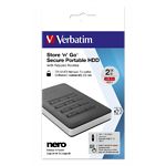 зовнішній HDD Verbatim 2TB ext., USB3.1 w KeyPad (53403) Store n Go, 256bit AES апаратне шифрування - фото