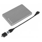 Фото зовнішній HDD Verbatim 1TB ext., USB3.2 Type-A/Type-C 2,5" Alu Space Gray (53662) Store n Go #2