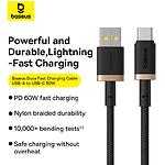 Фото Кабель Baseus P10377802U01-00 Dura USB/Type-C, 60W, 1м, Gold+Black #8