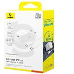 Зображення Мережевий ЗП Baseus E0116400 White, Palm Fast Charger, Type-C, 20W, 1м Cable Lightning #1 Фото Мережевий ЗП Baseus E0116400 White, Palm Fast Charger, Type-C, 20W, 1м Cable Lightning #1