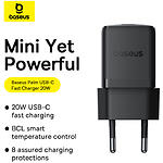Зображення Мережевий ЗП Baseus E0116401 Black, Palm Fast Charger, Type-C, 20W, 1м Cable Lightning #7 Фото Мережевий ЗП Baseus E0116401 Black, Palm Fast Charger, Type-C, 20W, 1м Cable Lightning #7