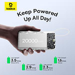 Фото Зовнішній акумулятор Power Bank Baseus (P10077101213-01) Bipow2 White, 20000mAh, 20W, USB-C Cable #11