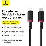 Фото Кабель Baseus P10377800U01-03 Dura Charging Cable Type-C/Lightning, 20W, 2м, Red+Black #7