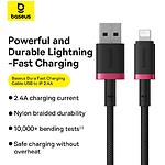 Фото Кабель Baseus P10377801U01-01 Dura Charging Cable USB/Lightning, 2.4A, 1м, Red+Black #3