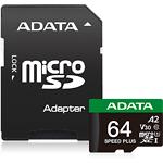 Фото microSD XC 64Gb A-DATA SPEED PLUS UHS-I U3 V30 A2 C10 (UD64GUI3V30A2SP-RA1) SD адаптер, 160/140Mb/s