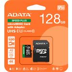 Фото microSD XC 128 GB A-DATA SPEED PLUS UHS-I U3 V30 A2 C10 (UD128GUI3V30A2SP-RA1) SD адаптр,180/160Mb/s #1