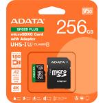 Фото microSD XC 256 GB A-DATA SPEED PLUS UHS-I U3 V30 A2 C10 (UD256GUI3V30A2SP-RA1) SD адаптр,180/160Mb/s #1
