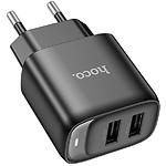 Фото Мережевий ЗП Hoco C141A Smart Black (6942007627849) 2*USB-A, 2.1A, 5V #3