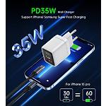 Зображення Мережевий ЗП Choetech PD6052-EU-WH, USB-A + Type-C, LCD, QC3.0, PD35W #3 Фото Мережевий ЗП Choetech PD6052-EU-WH, USB-A + Type-C, LCD, QC3.0, PD35W #3