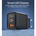 Зображення Мережевий ЗП Choetech PD6052-EU-BK, USB-A + Type-C, LCD, QC3.0, PD35W #4 Фото Мережевий ЗП Choetech PD6052-EU-BK, USB-A + Type-C, LCD, QC3.0, PD35W #4