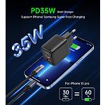 Зображення Мережевий ЗП Choetech PD6052-EU-BK, USB-A + Type-C, LCD, QC3.0, PD35W #5 Фото Мережевий ЗП Choetech PD6052-EU-BK, USB-A + Type-C, LCD, QC3.0, PD35W #5
