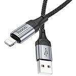 Зображення Кабель HOCO X102 Black (6942007608756) USB/Lightning, 1м, 2.4A, nylon/aluminum #3 Фото Кабель HOCO X102 Black (6942007608756) USB/Lightning, 1м, 2.4A, nylon/aluminum #3
