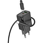 Зображення Мережевий ЗП Hoco N61 Gentle Black (6942007644259) USB-A + USB-C, QC3.0, PD20W + Cable Lightning #2 Фото Мережевий ЗП Hoco N61 Gentle Black (6942007644259) USB-A + USB-C, QC3.0, PD20W + Cable Lightning #2