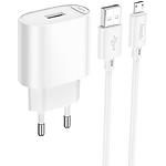 Зображення Мережевий ЗП Hoco C109A Fighter White (6942007656603) USB-A, 10.5W + кабель micro-USB Фото Мережевий ЗП Hoco C109A Fighter White (6942007656603) USB-A, 10.5W + кабель micro-USB