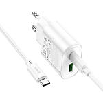 Зображення Мережевий ЗП Hoco C109A Fighter White (6942007656733) USB-A + USB-C, PD20W, QC3.0 + кабель Type-C #3 Фото Мережевий ЗП Hoco C109A Fighter White (6942007656733) USB-A + USB-C, PD20W, QC3.0 + кабель Type-C #3