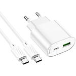 Зображення Мережевий ЗП Hoco C109A Fighter White (6942007656733) USB-A + USB-C, PD20W, QC3.0 + кабель Type-C #4 Фото Мережевий ЗП Hoco C109A Fighter White (6942007656733) USB-A + USB-C, PD20W, QC3.0 + кабель Type-C #4