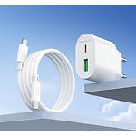 Зображення Мережевий ЗП Hoco C109A Fighter White (6942007656733) USB-A + USB-C, PD20W, QC3.0 + кабель Type-C #7 Фото Мережевий ЗП Hoco C109A Fighter White (6942007656733) USB-A + USB-C, PD20W, QC3.0 + кабель Type-C #7