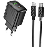 Зображення Мережевий ЗП Hoco CS25A Black (6942007639804) USB-A + Type-C, QC3.0, PD20W + Cable Type-C Фото Мережевий ЗП Hoco CS25A Black (6942007639804) USB-A + Type-C, QC3.0, PD20W + Cable Type-C