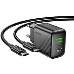Зображення Мережевий ЗП Hoco CS25A Black (6942007639804) USB-A + Type-C, QC3.0, PD20W + Cable Type-C #3 Фото Мережевий ЗП Hoco CS25A Black (6942007639804) USB-A + Type-C, QC3.0, PD20W + Cable Type-C #3