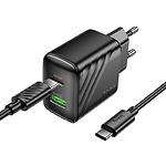 Зображення Мережевий ЗП Hoco CS25A Black (6942007639804) USB-A + Type-C, QC3.0, PD20W + Cable Type-C #4 Фото Мережевий ЗП Hoco CS25A Black (6942007639804) USB-A + Type-C, QC3.0, PD20W + Cable Type-C #4