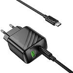 Зображення Мережевий ЗП Hoco CS25A Black (6942007639804) USB-A + Type-C, QC3.0, PD20W + Cable Type-C #5 Фото Мережевий ЗП Hoco CS25A Black (6942007639804) USB-A + Type-C, QC3.0, PD20W + Cable Type-C #5