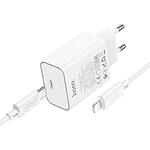 Зображення Мережевий ЗП Hoco C143A Benefit White (6942007652070) Type-C, Fast charge, PD20W + Cable Lightning #2 Фото Мережевий ЗП Hoco C143A Benefit White (6942007652070) Type-C, Fast charge, PD20W + Cable Lightning #2