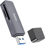 Зображення Картрідер Hoco HB45 Spirit 2-in-1 USB3.0 Metal Gray (6942007620505) SD/microSD #2 Фото Картрідер Hoco HB45 Spirit 2-in-1 USB3.0 Metal Gray (6942007620505) SD/microSD #2