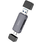 Картрідер Hoco HB45 Spirit 2-in-1 USB3.0/Type-C Metal Gray (6942007620529) SD/microSD - фото