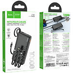 Фото Зовнішній акумулятор Power Bank Hoco J146 Night tide 10000mAh Black (6942007645898) 10W, 4 cables #1
