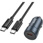 Фото Автомобільний зарядний пристрій Hoco Z57 Metal Gray (6942007633086) USB-C, PD30W + кабель Type-C