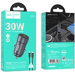 Фото Автомобільний зарядний пристрій Hoco Z57 Metal Gray (6942007633086) USB-C, PD30W + кабель Type-C #1