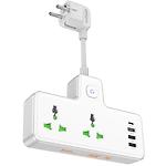 Фото Фільтр-подовжувач мережевий HOCO AC11A Voyage 0.1m White, 2-розетки, CHARGER 3*USB-A, USB-C, 17W