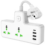 Фото Фільтр-подовжувач мережевий HOCO AC11A Voyage 0.1m White, 2-розетки, CHARGER 3*USB-A, USB-C, 17W #2