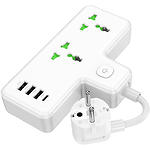 Фото Фільтр-подовжувач мережевий HOCO AC11A Voyage 0.1m White, 2-розетки, CHARGER 3*USB-A, USB-C, 17W #3