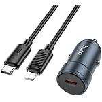 Фото Автомобільний зарядний пристрій Hoco Z57 Metal Gray (6942007633062) USB-C, PD30W + кабель Lightning