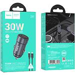 Фото Автомобільний зарядний пристрій Hoco Z57 Metal Gray (6942007633062) USB-C, PD30W + кабель Lightning #1
