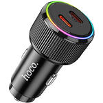 Фото Автомобільний зарядний пристрій Hoco NZ14B Black (6942007602648) 2*Type-C, PD30W+PD20W, RGB #5