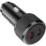 Фото Автомобільний зарядний пристрій Hoco NZ14B Black (6942007602648) 2*Type-C, PD30W+PD20W, RGB #6