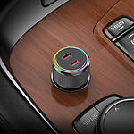 Фото Автомобільний зарядний пристрій Hoco NZ14B Black (6942007602648) 2*Type-C, PD30W+PD20W, RGB #8