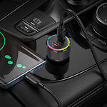 Фото Автомобільний зарядний пристрій Hoco NZ14B Black (6942007602648) 2*Type-C, PD30W+PD20W, RGB #9