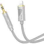 Фото Звуковий перехідник HOCO UPA30 Gray (6942007625517) Lightning male на 3.5mm male Audio cable 1м