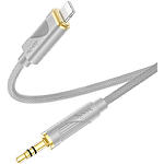 Фото Звуковий перехідник HOCO UPA30 Gray (6942007625517) Lightning male на 3.5mm male Audio cable 1м #2