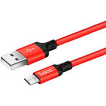 Зображення Кабель HOCO X14 Black-Red (6957531062851) USB/Micro-USB, 1м, 2.4A, nylon+aluminum #4 Фото Кабель HOCO X14 Black-Red (6957531062851) USB/Micro-USB, 1м, 2.4A, nylon+aluminum #4