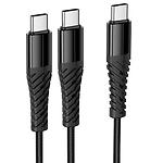 Фото Кабель HOCO X123 Black (6942007663595) Type-C/2*Type-C, 1м, 2A, nylon+aluminum