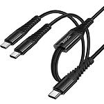 Фото Кабель HOCO X123 Black (6942007663595) Type-C/2*Type-C, 1м, 2A, nylon+aluminum #2